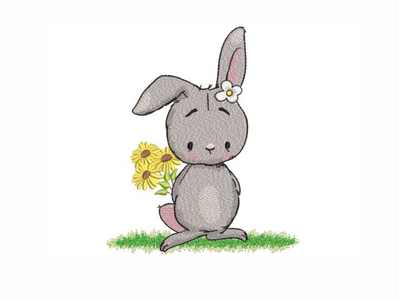 Bunny with Sunflowers: A Seasonal Embroidery Gem