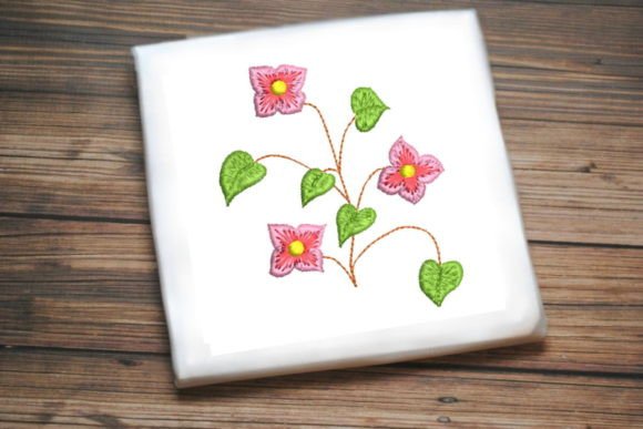 Cute Pink Flowers Leaves: A Seasonal Embroidery Gem