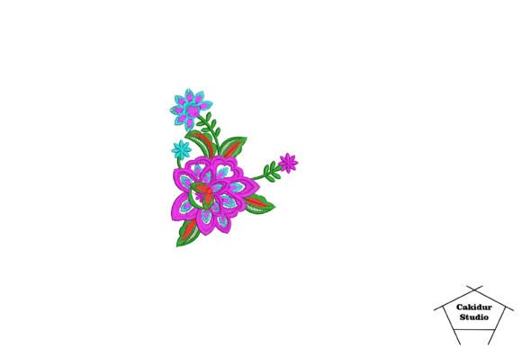 Cyan Pink Flowers: A Craft Fair Embroidery Standout