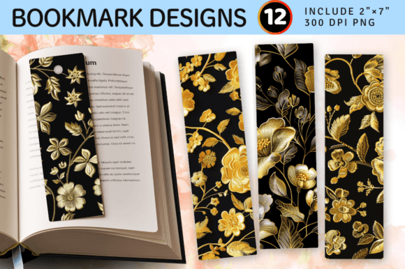 Gold Flowers Embroidery PNG Bookmark Des Review
