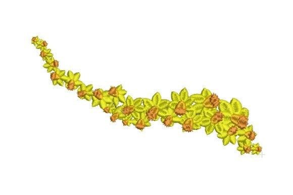 Golden Dararat Bouquet: Elegant Floral Embroidery