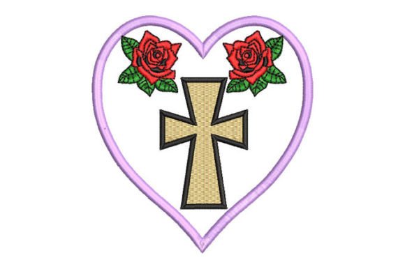 Heart with Roses and Cross: A Faithful Gift Design