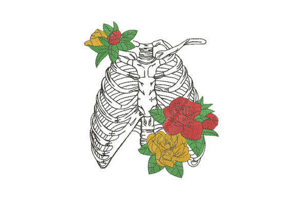 Skeleton Rib with Flowers: Seasonal Embroidery Review